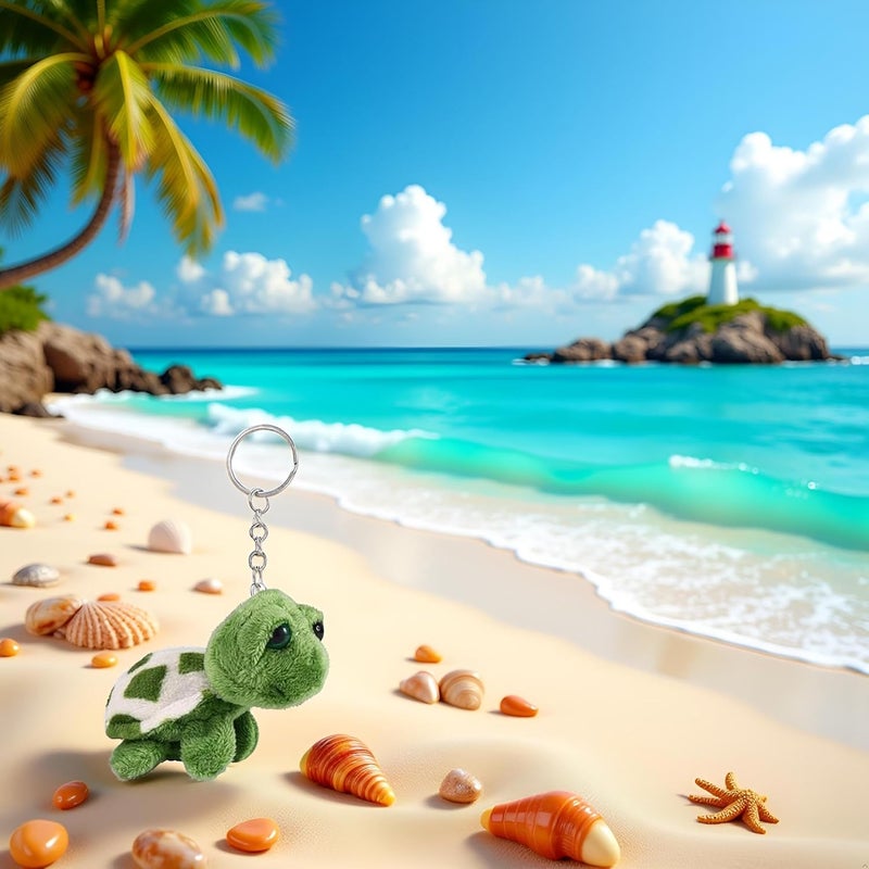 SquarezhenBo Green Mini Sea Turtle Stuffed Animal, Sea Creatures Turtle Doll Keychain Gift Plush Key Ring Cartoon Bag Pendant Auto Animal Keychain Decoration Plush Toys Automobile Keychains Trim Stuffed Animals - Image 1