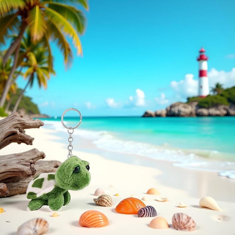 SquarezhenBo Green Mini Sea Turtle Stuffed Animal, Sea Creatures Turtle Doll Keychain Gift Plush Key Ring Cartoon Bag Pendant Auto Animal Keychain Decoration Plush Toys Automobile Keychains Trim Stuffed Animals - Image 4