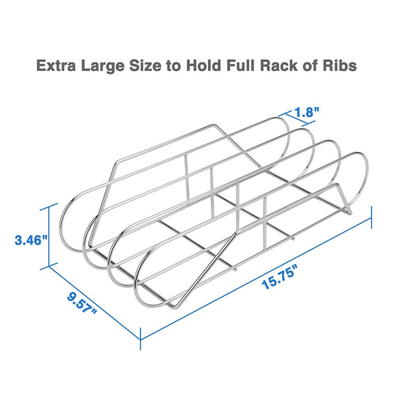 SOLIGT Extra Long Stainless Steel Rib Rack for Smoking and Grilling, Holds up to 3 Full Racks of Ribs, Fits 18â€ or Larger Gas Smoker or Charcoal Grill, Perfect Smoker Accessories Gifts for Men - Image 4