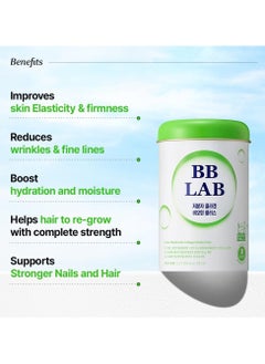 Low Molecular Collagen Biotin Plus, Powder Stick Supplement, Marine Collagen, Fish Collagen, Biotin, Vitamin C, Hyaluronic Acid, 17 Probiotics, Fast Absorption, Shine Muscat Flavor - 30Ct