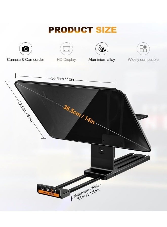 LENSGO TC12 Teleprompter for DSLR/Mirrorless Camera and Tablet up to 12.9 Inches, Professional Teleprompter for Video Recording, Vlogging, Live Streaming. - Image 3