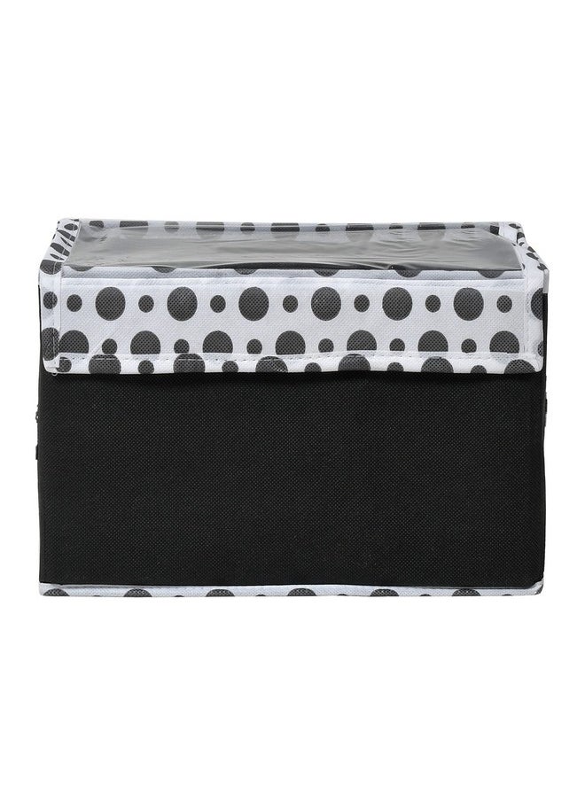 Kuber Industries - Kuber Industries Dot Printed Multiuses Small Non-Woven Storage Box/Organizer With Tranasparent Lid- Pack of 3 (Black) -44KM0413 - Image 1