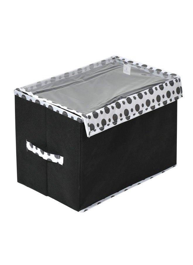 Kuber Industries - Kuber Industries Dot Printed Multiuses Small Non-Woven Storage Box/Organizer With Tranasparent Lid- Pack of 3 (Black) -44KM0413 - Image 1
