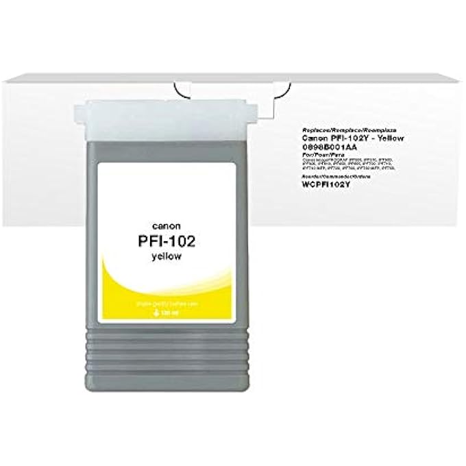 Clover REPLACEMENT INK CARTRIDGE FOR CANON PFI-102Y 0898B001AA | YELLOW - Image 1