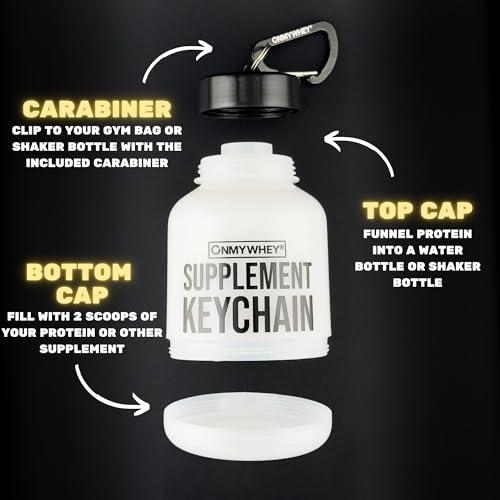 ONMYWHEY Protein Powder Container Funnel To Go 180ml - Travel Water Bottle Funnel For Mixes, Portable Pre Workout Supplement Containers & Dispenser Funnels, Mini Preworkout Supplements Holder Keychain Bottles - Image 2