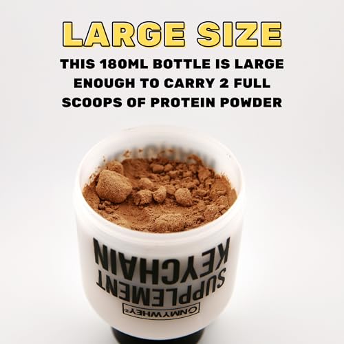 ONMYWHEY Protein Powder Container Funnel To Go 180ml - Travel Water Bottle Funnel For Mixes, Portable Pre Workout Supplement Containers & Dispenser Funnels, Mini Preworkout Supplements Holder Keychain Bottles - Image 3