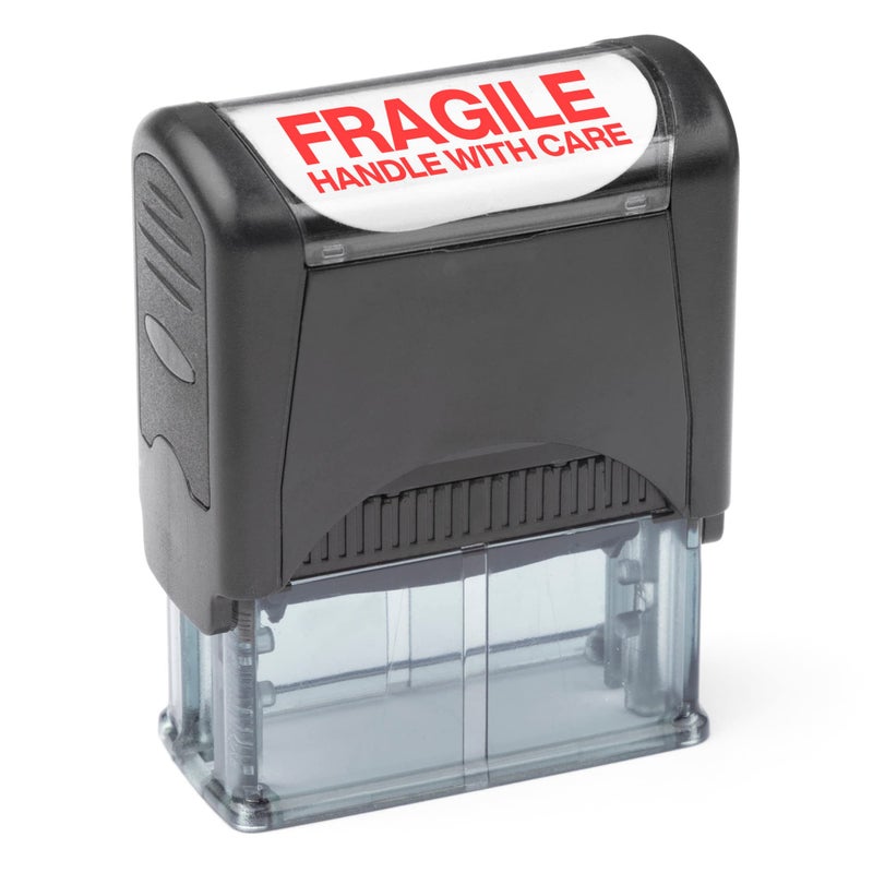 Self Inking Rubber Stamp Refillable Red Ink Preinstalled  916 x 112 Fragile Handle with Care