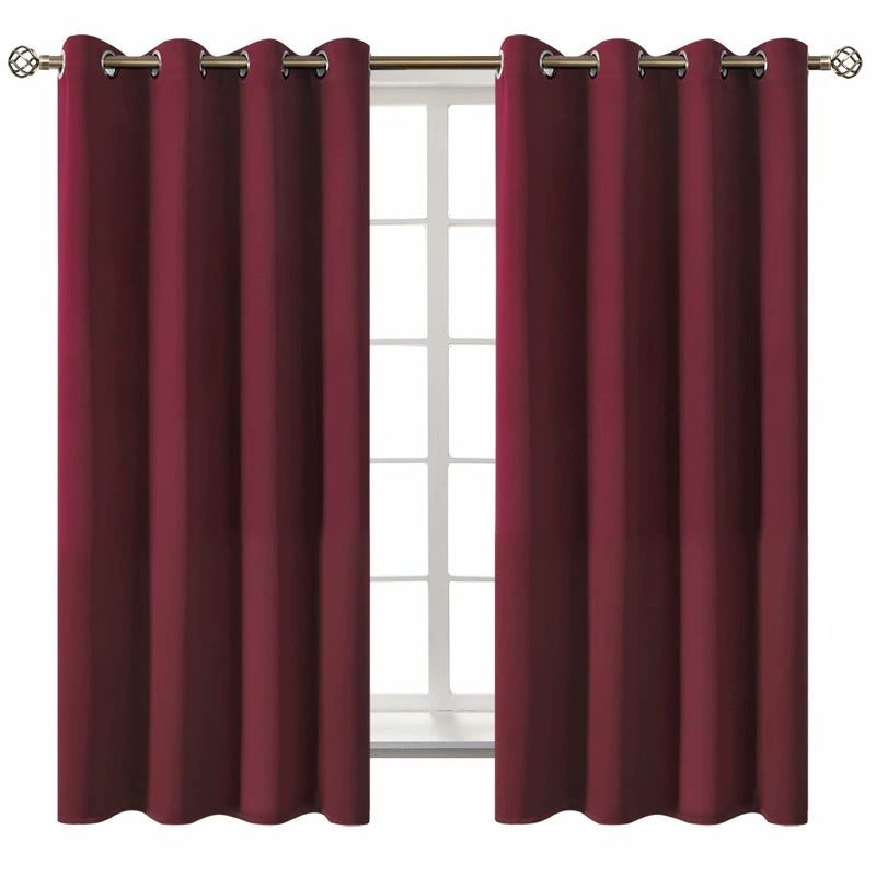 BGment Blackout Curtains - Grommet Thermal Insulated Room Darkening Bedroom and Living Room Curtains, Set of 2 Curtain Panels (52 x 63 Inch, Burgundy) - Image 1