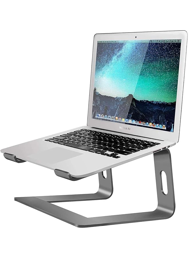 SMILEE Laptop Stand For Desk Aluminum Laptop Riser Adjustable Notebook Holder For 10 15.6 Inch Laptops Ergonomic Laptop Elevator Grey  - Image 1