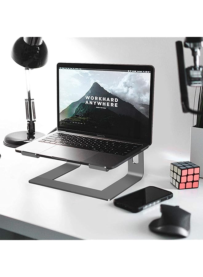 SMILEE Laptop Stand For Desk Aluminum Laptop Riser Adjustable Notebook Holder For 10 15.6 Inch Laptops Ergonomic Laptop Elevator Grey  - Image 2