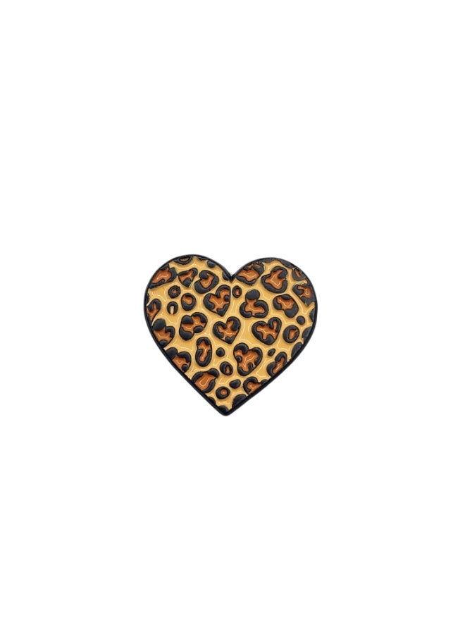 Kipfy Leopard Print Heart Metal Sticker for Car, Laptop, Water Bottle, Mobile Phone & Notebook | Self-Adhesive - Image 1