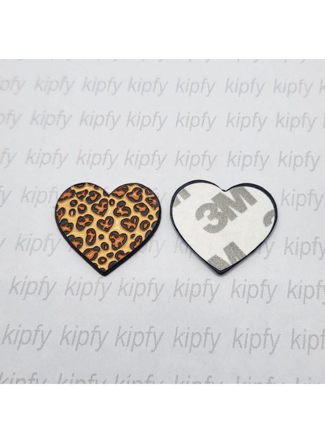 Kipfy Leopard Print Heart Metal Sticker for Car, Laptop, Water Bottle, Mobile Phone & Notebook | Self-Adhesive - Image 2