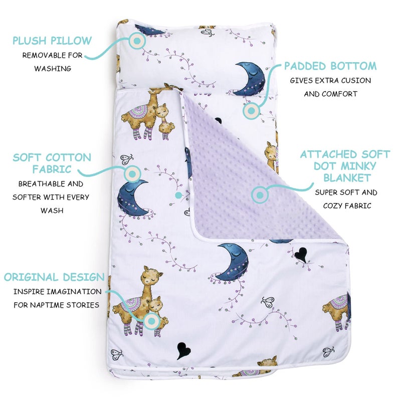 JumpOff Jo - Toddler Nap Mat - Sleeping Bag for Kids with Removable Pillow and Ultra Soft Blanket for Preschool, Daycare, and Sleepovers - Llama & Mama - Image 2