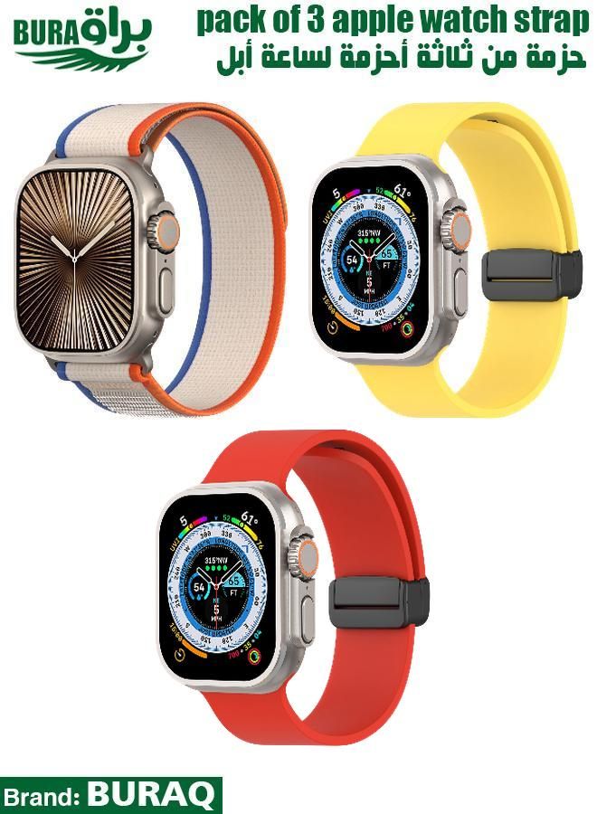 BURAQ Apple Watch Band Strap For Apple Watch Ultra 2/Ultra 49mm, Series 10 46mm, 9/8/7 45mm, SE2/SE/6/5/4 44mm, 3/2/1 42mm 