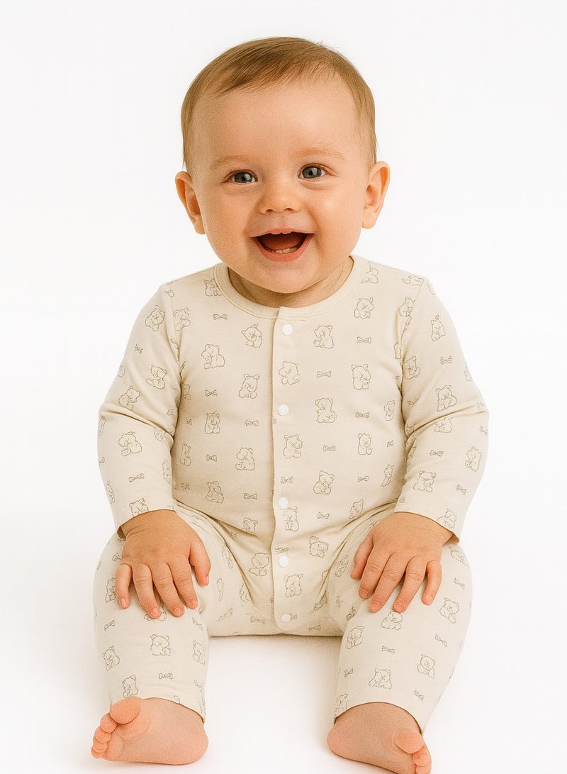 Baby Romper - Lyocell Blend Half Sleeve & Knee-Length Bodysuit, Front Snap Closure, Breathable for AC Weather - For 6–24 Months  - Image 1