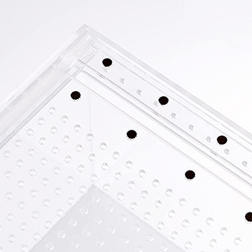 NANEEZOO Magnetic Acrylic Large Enclosure 2.5 Gallon 12 x 8 x 6 Inch Reptile Breeding Box Terrarium Cage for Insect Tarantulas Amphibians Caterpillars Snail Clear Acrylic Reptile Feeding Box - Image 4