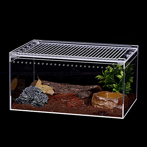 NANEEZOO Magnetic Acrylic Large Enclosure 2.5 Gallon 12 x 8 x 6 Inch Reptile Breeding Box Terrarium Cage for Insect Tarantulas Amphibians Caterpillars Snail Clear Acrylic Reptile Feeding Box - Image 3