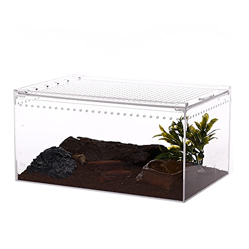 NANEEZOO Magnetic Acrylic Large Enclosure 2.5 Gallon 12 x 8 x 6 Inch Reptile Breeding Box Terrarium Cage for Insect Tarantulas Amphibians Caterpillars Snail Clear Acrylic Reptile Feeding Box - Image 1