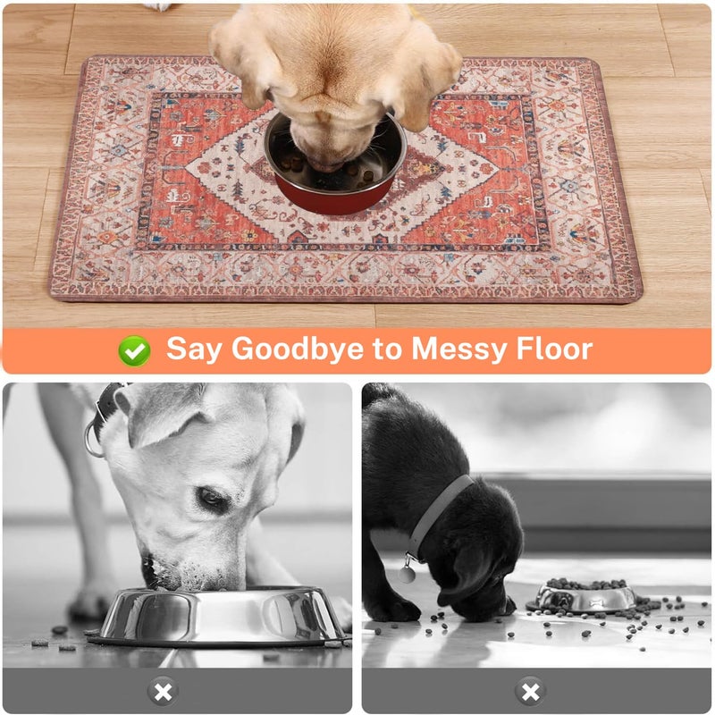 Ideasonna Absorbent Pet Dog Bowl Mat for Food and Water, Pet Cat Food Feeding Mat with Non Slip Rubber Backing, Dog Food Mats for Floors Waterproof, 12"x20" - Image 3