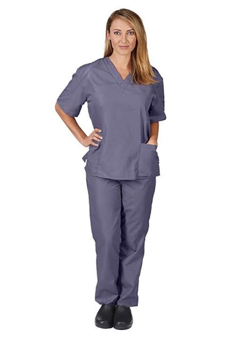Natural Uniforms Unisex Scrub SetTop and Pant Set Charcoal XLarge