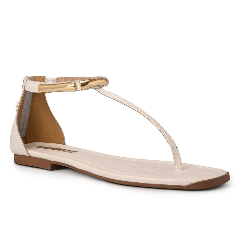 كارمن ستيفنز صنادل جلد بيضاء مسطحة