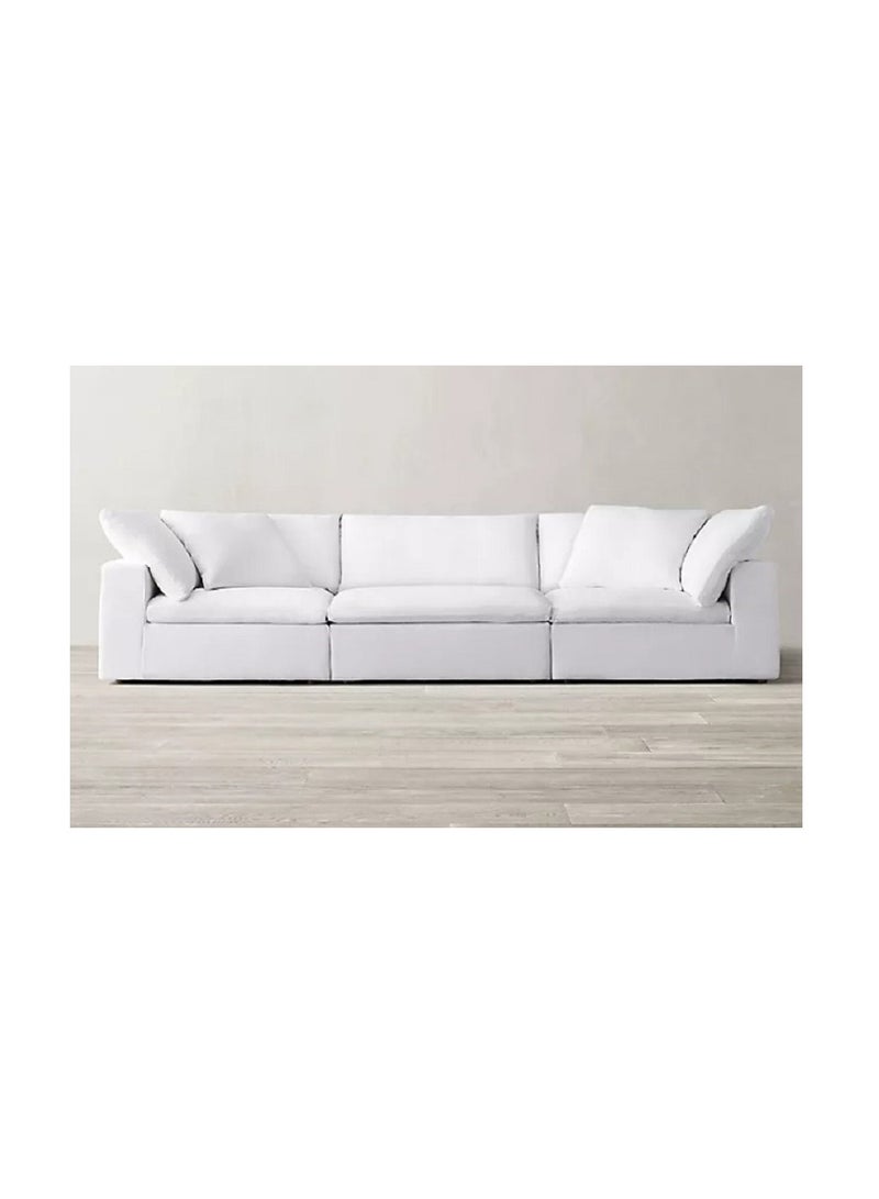 Ripple FURNITURE Modern Cloud Modular Living Room Sofas Set U Shape Down Filled Overstuffed Reversible Sectional Corner Sofa 6 Seaters White 360X90X40  - Image 1