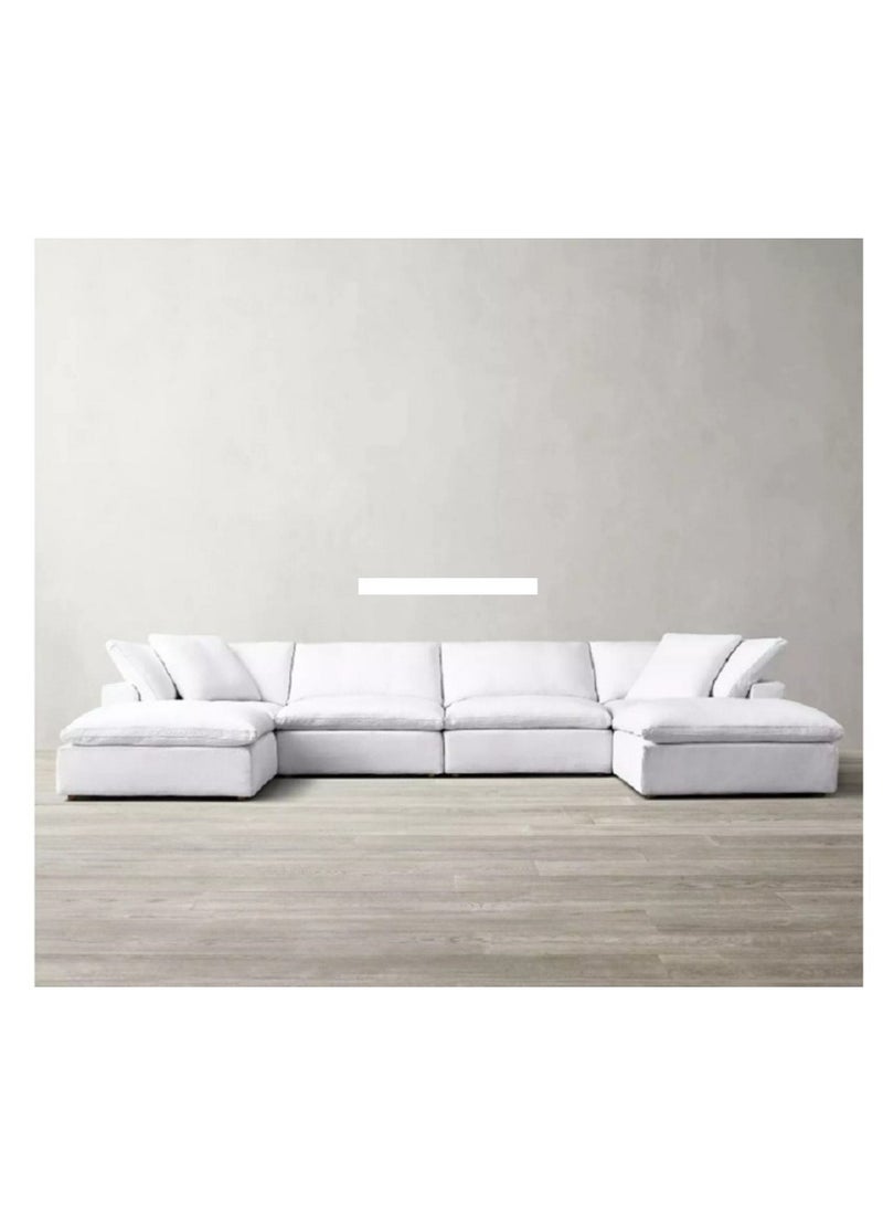 Ripple FURNITURE Modern Cloud Modular Living Room Sofas Set U Shape Down Filled Overstuffed Reversible Sectional Corner Sofa 6 Seaters White 360X90X40  - Image 3