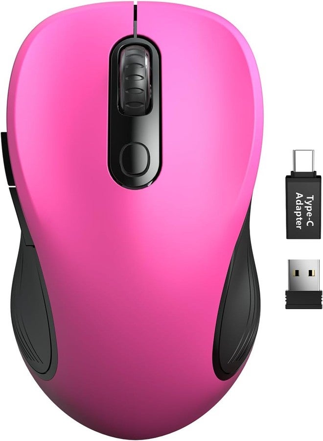 Trueque Wireless Mouse for Laptop, 2.4G Ergonomic Computer Mouse with 3 Adjustable DPI Levels, Page Up & Down Buttons, USB Mouse for Chromebook, PC, Desktop, Notebook, MacBook (Fuchsia) - Image 1