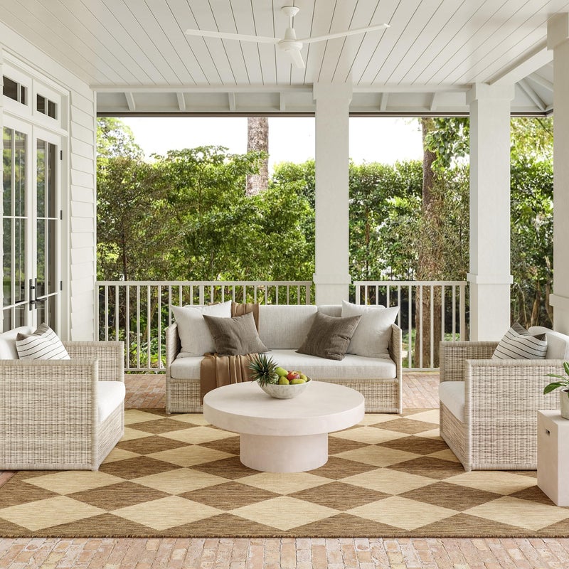 nuLOOM Outdoor Performance Collection Sabina Brown/Ivory, 8' x 10', Soft and Cozy, High Traffic, Stain Resistant, Easy Clean, Durable Area Rug for Indoor/Outdoor Patio, Deck, Porch, Garden, Courtyard - Image 1