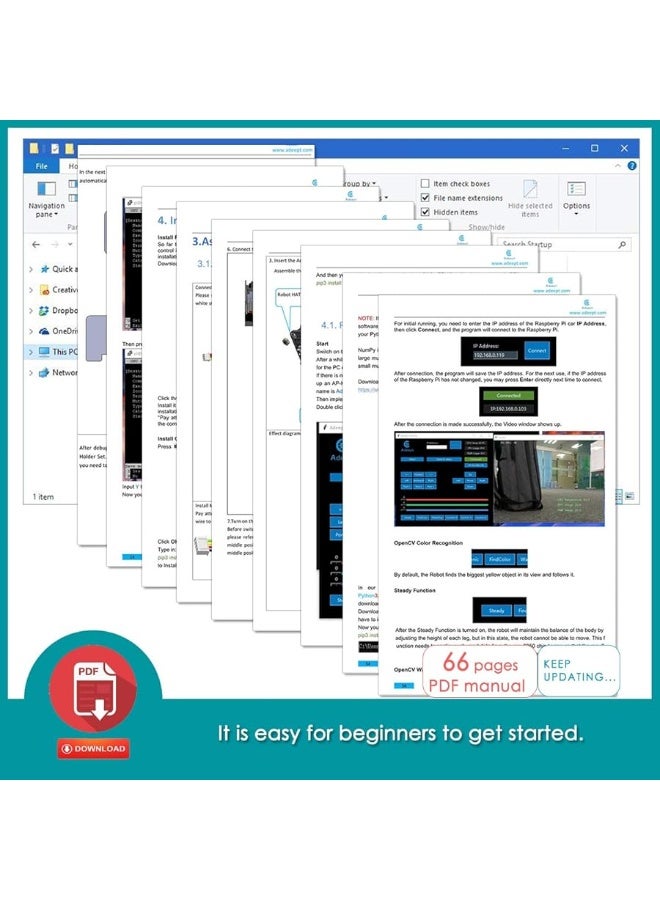Adeept DarkPaw Bionic Quadruped Spider Robot Kit Compatible with Raspberry Pi 4 3 Model B+/B, STEM Crawling Robot, OpenCV, Self-stabilizing Based on MPU6050 Gyro Sensor, RPi Robot with PDF Manual - Image 1