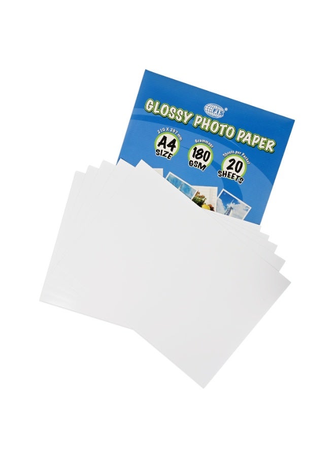 FIS Glossy Photo Paper, A4 Size(210x297mm), 180 Gsm Thickness, 20 Sheets Per Pack-FSPAGP18020N - Image 4