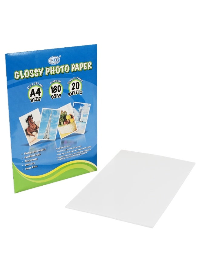FIS Glossy Photo Paper, A4 Size(210x297mm), 180 Gsm Thickness, 20 Sheets Per Pack-FSPAGP18020N - Image 3