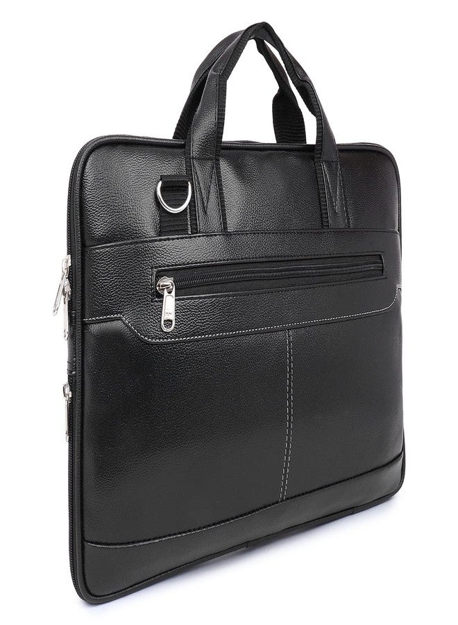digNity Men's Black Synthetic Leather Briefcase Best Laptop Messenger Bag Satchel for Men (Black) - Image 1