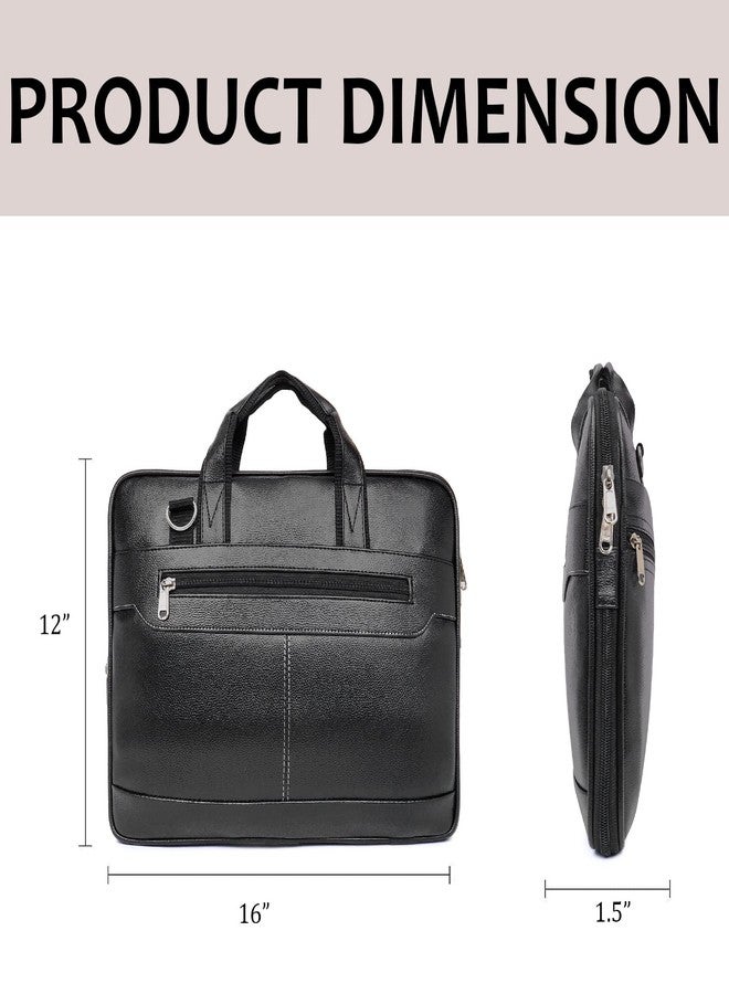 digNity Men's Black Synthetic Leather Briefcase Best Laptop Messenger Bag Satchel for Men (Black) - Image 2