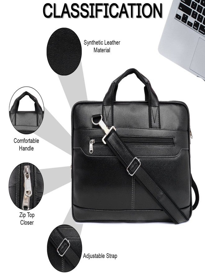 digNity Men's Black Synthetic Leather Briefcase Best Laptop Messenger Bag Satchel for Men (Black) - Image 3