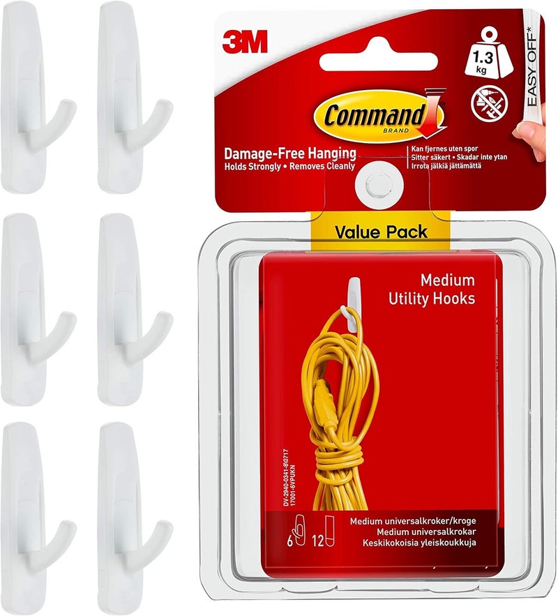 كوماند 17001-VP-6PK حزمة قيمة متوسطة متعددة الاستخدامات، 6 خطاطيف، قوة تكبير 1.5، عدد 6 - Image 1