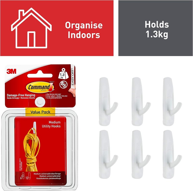 كوماند 17001-VP-6PK حزمة قيمة متوسطة متعددة الاستخدامات، 6 خطاطيف، قوة تكبير 1.5، عدد 6 - Image 2