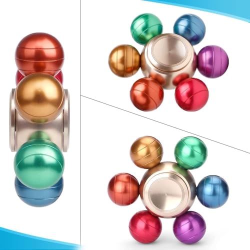 LNCOJOLM Rainbow Fidget Spinner Ball Metal Fidget Toy for Kids Adults Finger Hand Spinner Spinning Fingertip Top Focus Toy for Stress Anxiety Relief Reducer Birthday Party Favor for Boy Girl - Image 5