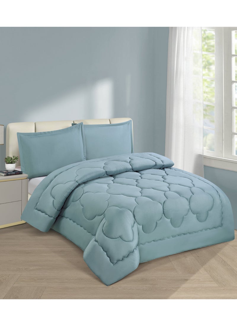 Stargold Microfiber Solid Comforter 4 Pieces Set Fitted Sheet, Pillow Sham Comforter 170X230 CM  - Image 1