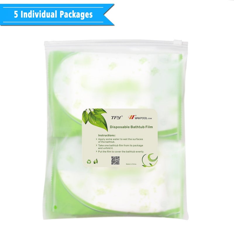 TFY Ultra Large Disposable Film Bathtub Lining Bags for Salon, Household and Hotel Bath Tubs (86 Inch x 47 Inch) - 5 pieces (Individual Package) - Image 3
