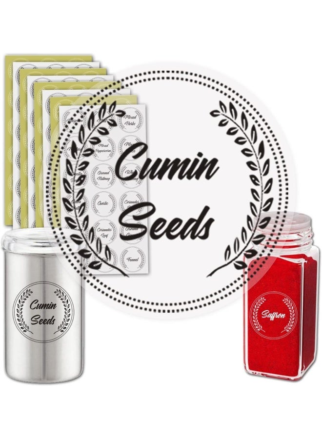 Premify White & Black Spice Labels Preprinted, 144 Waterproof Spice Labels Stickers for Kitchen Organization Label Stickers for Spice Jars, Mason Jars, Containers, Herb Labels - Image 1