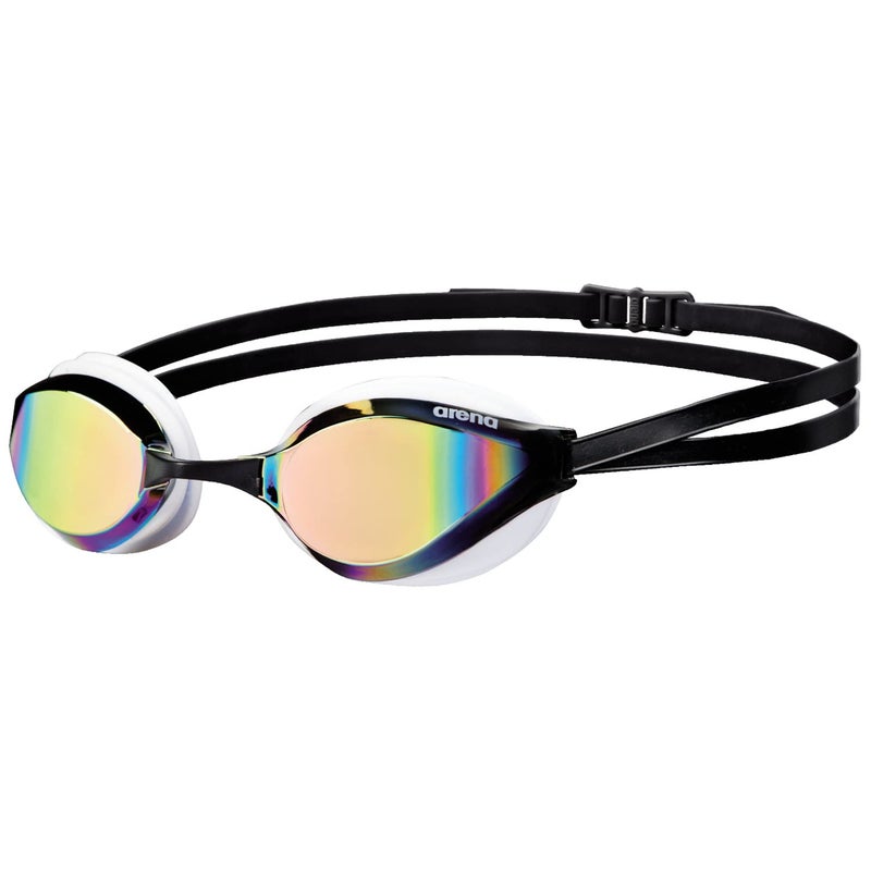 ARENA Unisex Python Racing Swim Goggles for Men and Women Anti-Fog Mirror Lens Max Comfort Dual Strap, Copper/White - Image 1