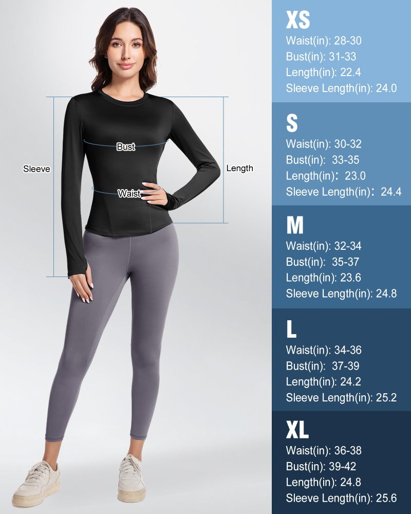 CL convallaria Women's Compression Shirts Long Sleeve Workout Yoga Tops, Sun Protection Running Athletic Undershirt Small - Image 5