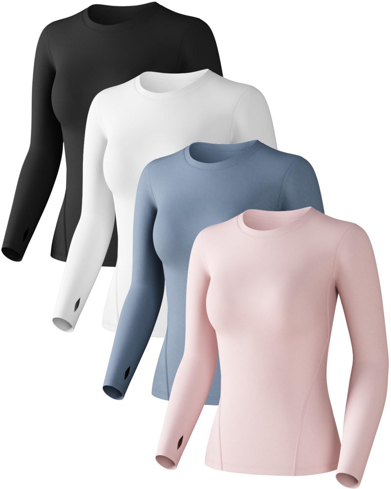 CL convallaria Women's Compression Shirts Long Sleeve Workout Yoga Tops, Sun Protection Running Athletic Undershirt Small - Image 1