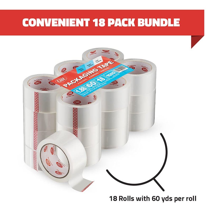 Simply Cool Packing Tape 18 Rolls, Clear Heavy Duty Shipping & Packaging Tape for Boxes, Moving, Mailing & Storage â€“ Strong, 1.88â€ Wide x 60 Yards Per Roll, 1080 Yards Total - Image 3