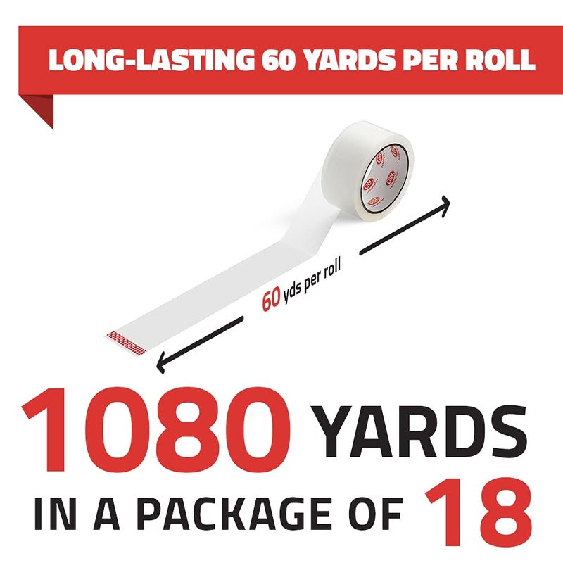 Simply Cool Packing Tape 18 Rolls, Clear Heavy Duty Shipping & Packaging Tape for Boxes, Moving, Mailing & Storage â€“ Strong, 1.88â€ Wide x 60 Yards Per Roll, 1080 Yards Total - Image 2