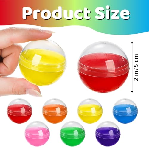 Noamus 140pcs Gumball Vending Machine Capsules 2 Inch Empty Round Plastic Containers Clearcolored Toy Bulk Balls Supplies for Prize Easter Party Favor Surprise Stuffer DIY Craft7 Colors - Image 5