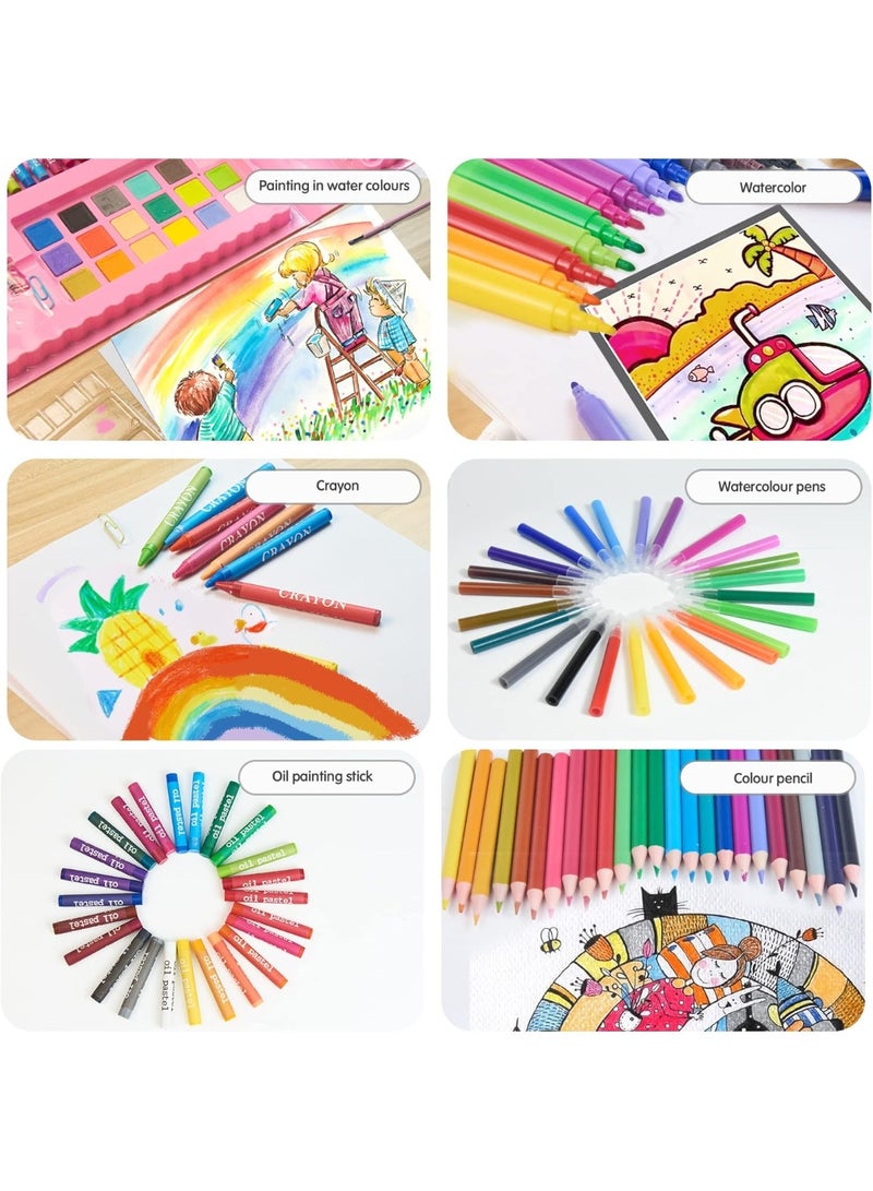 Jorunb Drawing Kit 208PCS Deluxe Colouring Art Set for Kids 6-12 Drawing & Painting Set with Watercolour Drawing Colouring Pencils for Children Kid Girls Boys - Image 5