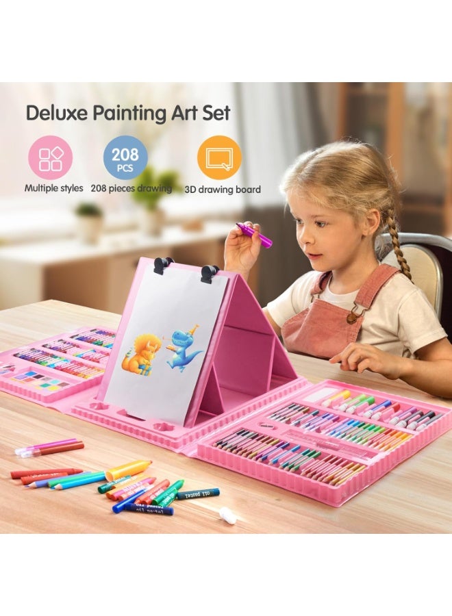 Jorunb Drawing Kit 208PCS Deluxe Colouring Art Set for Kids 6-12 Drawing & Painting Set with Watercolour Drawing Colouring Pencils for Children Kid Girls Boys - Image 2