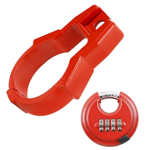 HQPASFY Hitch Coupler Lock Fits for Bulldog Style Couplers Hitch Lock with Combination Lock Heavy Duty Trailer Hitch Lock for Bulldog Style Couplers Red - Image 1